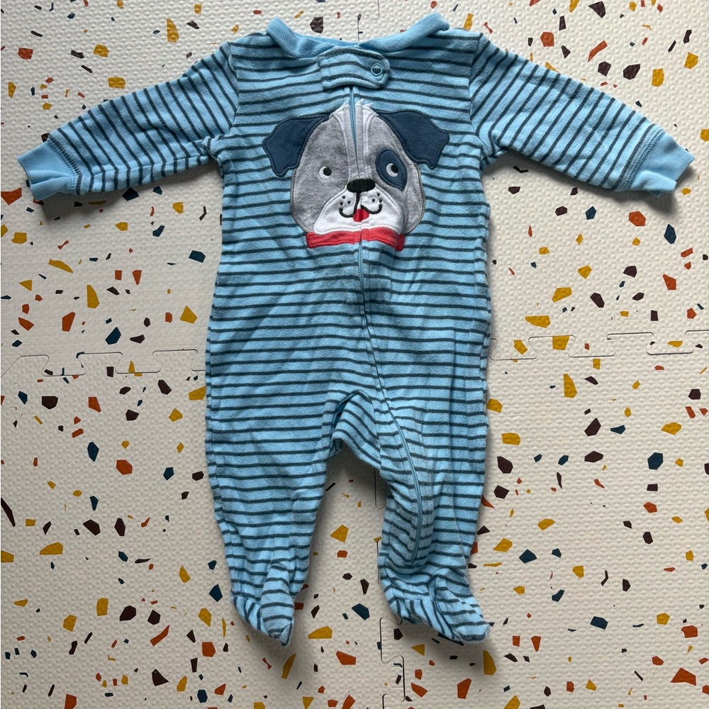 Carter's Blue Striped Dog Footie